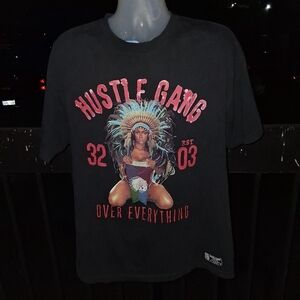 Vintage HUSTLE GANG Over Everything T Shirt Size XL